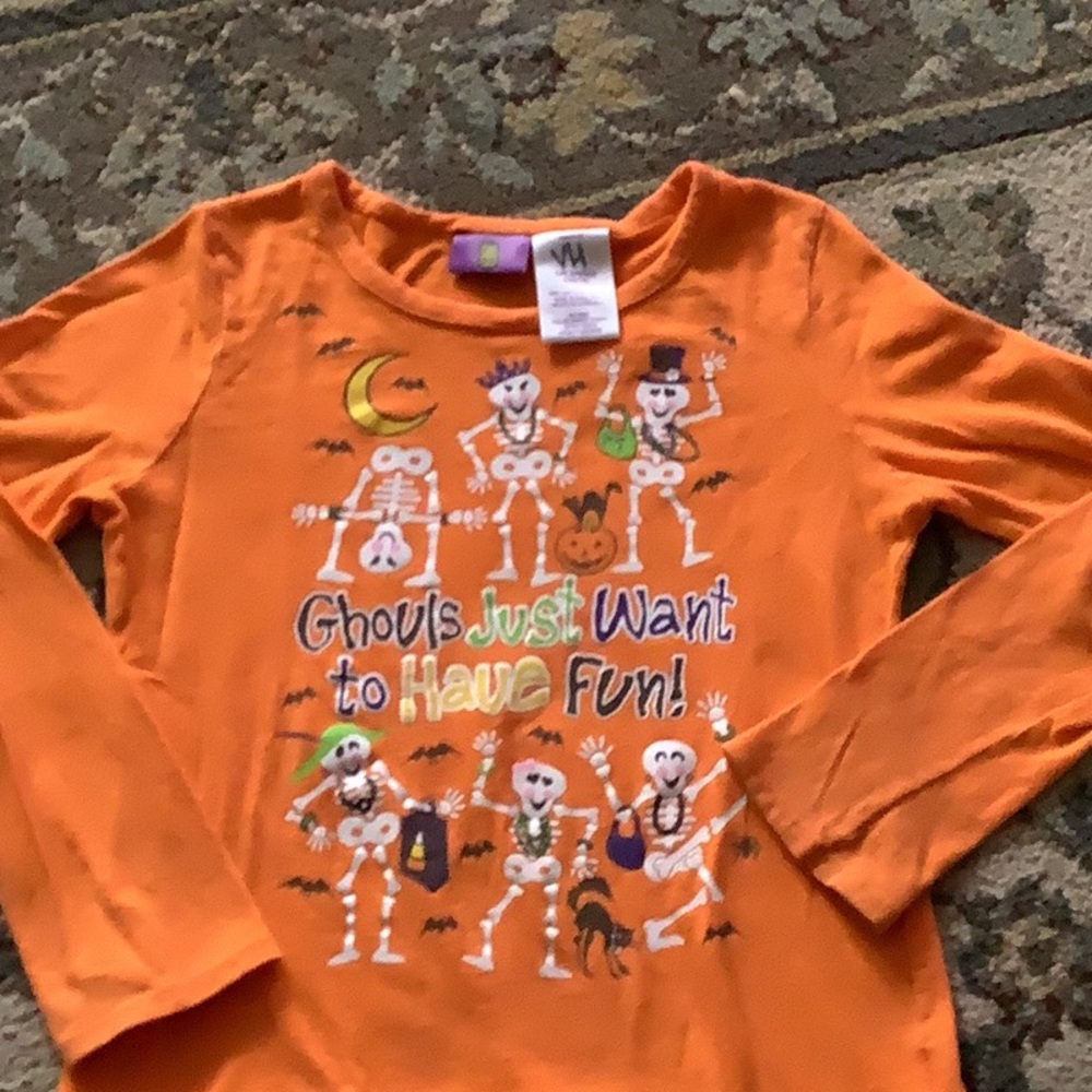 Halloween top long sleeves orange with cute for the holiday